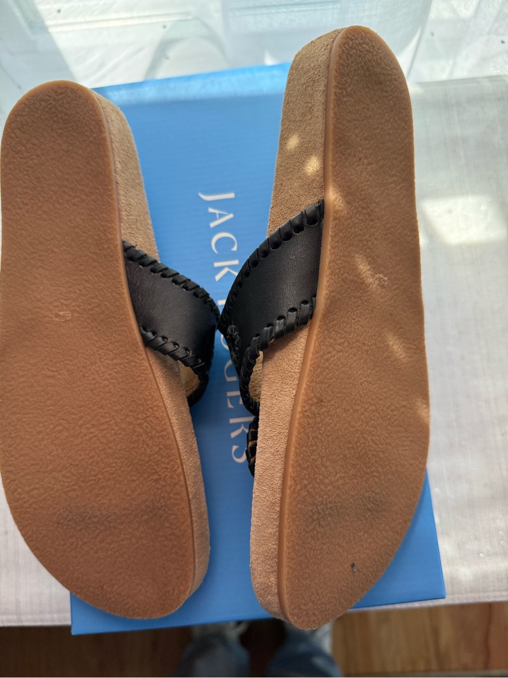 Braided Jack Rogers Comfort Leather Toe-Post Sandals in Black 8.5 - Picture 3 of 5